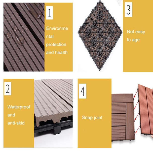 Outdoor Plastic Wood Waterproof Anti-corrosion Splicing Floor(Tea Color)