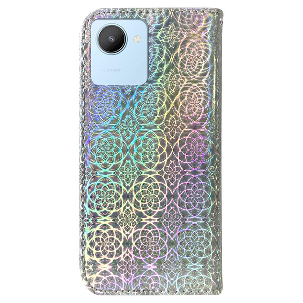 Realme C30 Colorful Magnetic Buckle Leather Phone Case(Silver)