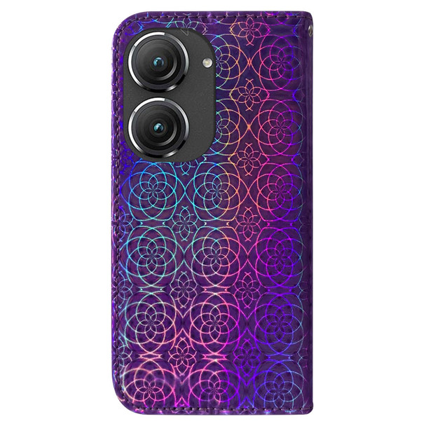 Asus Zenfone 9 Colorful Magnetic Buckle Leatherette Phone Case(Purple)