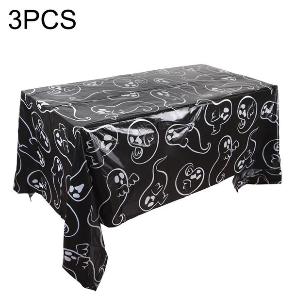 3PCS Christmas Halloween Party Event Decoration Tablecloth(Black Ghost)