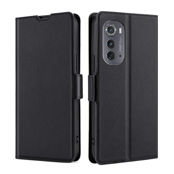 Motorola Edge 2022 Ultra-thin Voltage Side Buckle Horizontal Flip Leather Phone Case(Black)