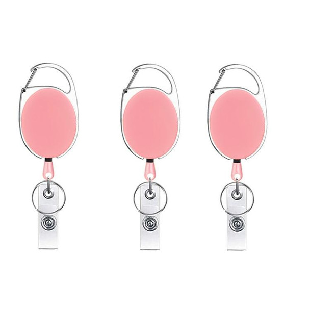 3 PCS 68cm Retractable Pull Badge Reel Zinc Alloy ID Lanyard Name Tag Card Badge Holder(Pink)