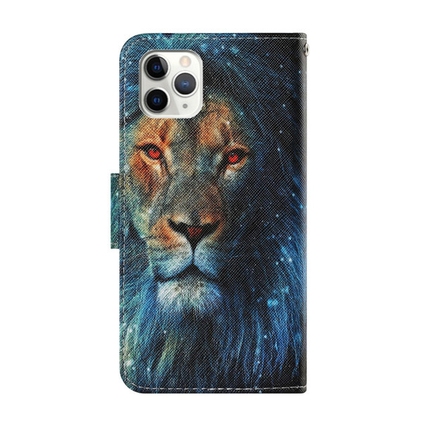 iPhone 12 mini Coloured Drawing Pattern Horizontal Flip PU Leather Case with Holder & Card Slots & Wallet & Lanyard (Lion)