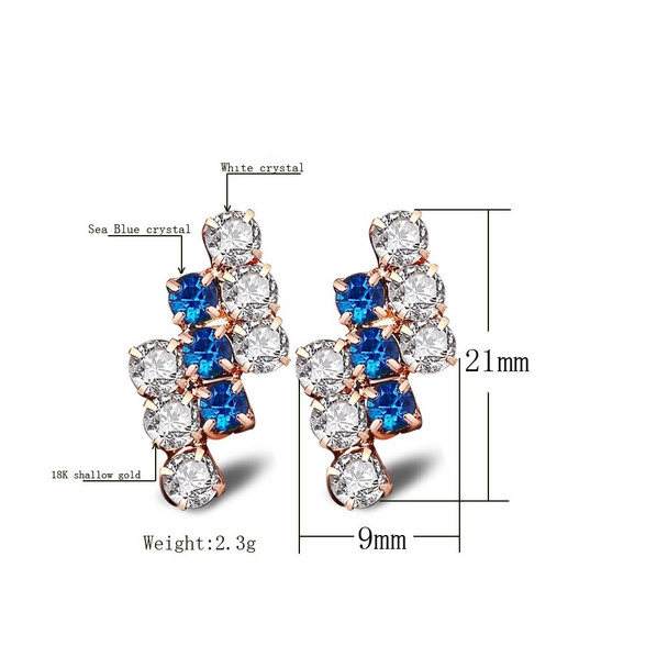 1 Pair Of 18 k Gold Irregular Geometrical Sterling Silver Crystal Stud Earring - Women, 21*9 mm(Blue)