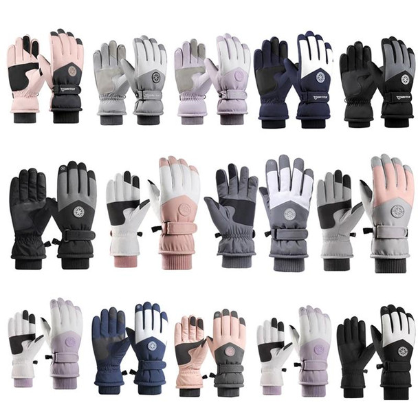 1 Pair Outdoor Cycling Sports Cold and Windproof Warm Finger Gloves, Style: Male Type (Black Gray)