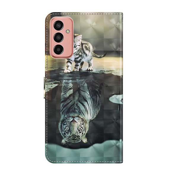 Samsung Galaxy M13 4G 3D Painting Pattern TPU + PU Leather Phone Case(Cat Tiger)