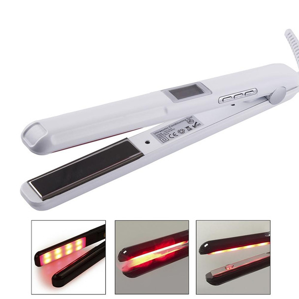 RUCHA Ultrasonic Infrared Hair Care Iron Straightener with Adjustable Upgraded LCD Display(White)