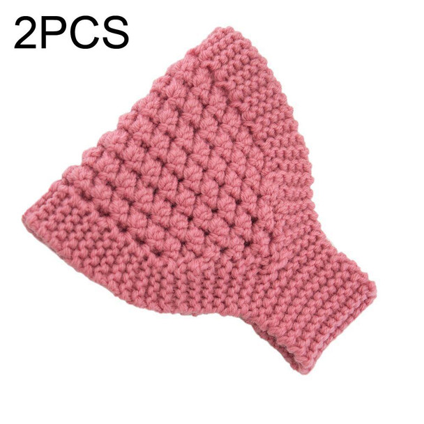 2 PCS Knitted Headband Warm Ear Protection Widened Head Cover Hair Accessories(Pink)