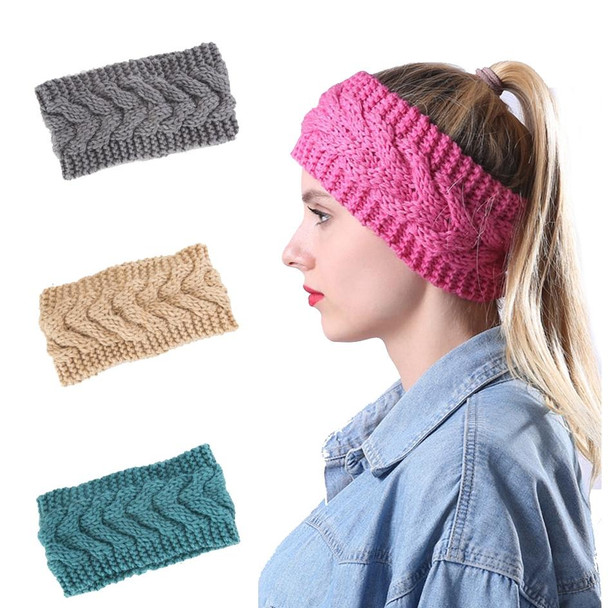 2 PCS Twist Hair Accessories Hair Band Knitted Wool Thickened Warm Headgear(Black)