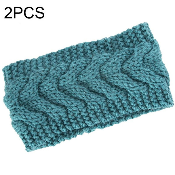2 PCS Twist Hair Accessories Hair Band Knitted Wool Thickened Warm Headgear(Blue)