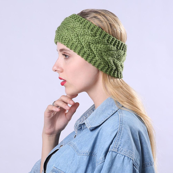 2 PCS Twist Hair Accessories Hair Band Knitted Wool Thickened Warm Headgear(Green)