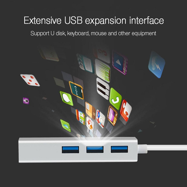 Aluminum Shell 3 USB3.0 Ports HUB + USB3.0 Gigabit Ethernet Adapter