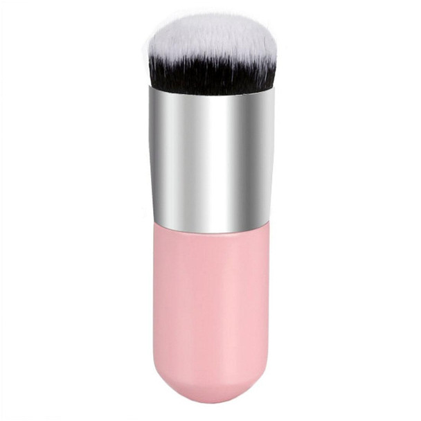 Short Wooden Handle Large Round Head Buffer Foundation Powder Makeup Brushes Plump Round Brush Makeup BB Cream Tools(Pink)