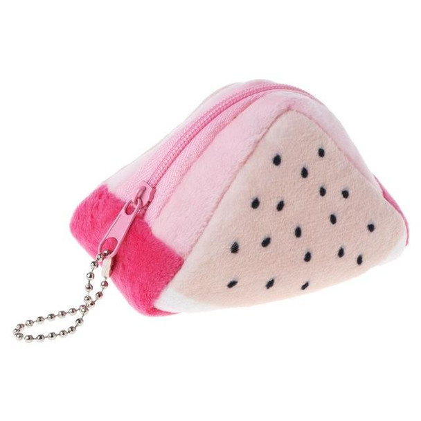 Triangle Plush Fruit Creative Three-dimensional Cute Children Change Bag Key Bag Gift(Dragon Fruit)