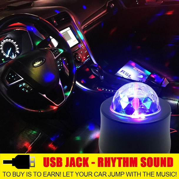 5V 6W Colorful Car Decoration DJ Light Sound Activated Strobe Effect Atmosphere Light Star Music Light Lamp with 6 RGB LED Lights, Cable Length:4m(Colorful Light)