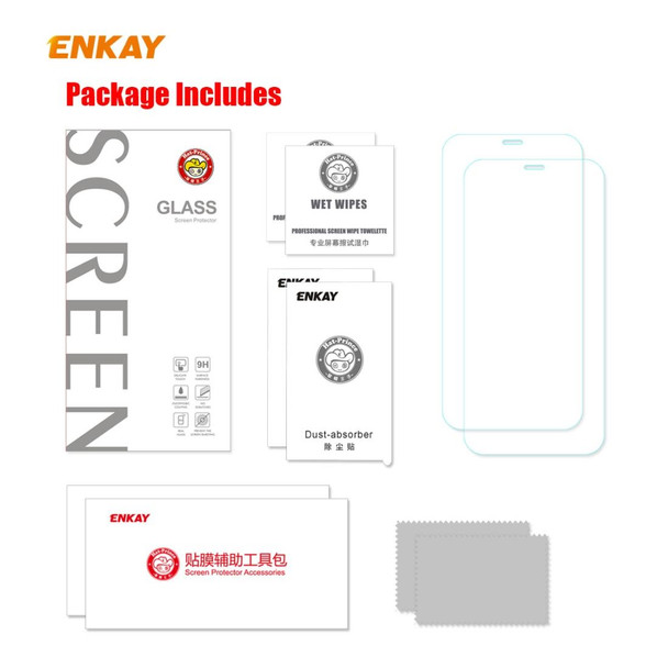 iPhone 12 / 12 Pro 2pcs ENKAY Hat-Prince 0.26mm 9H 2.5D Curved Edge Explosion-proof Tempered Glass Film