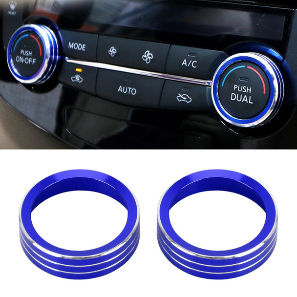 2 PCS Car Metal Air Conditioner Knob Case for Nissan X-TRAIL (Blue)