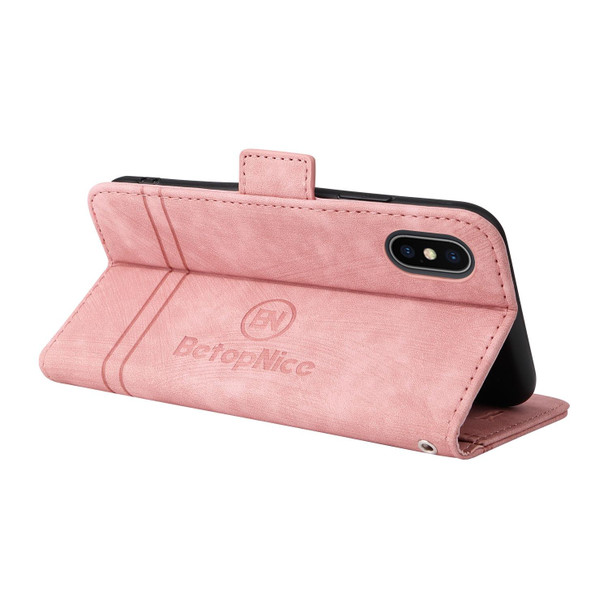 iPhone X / XS BETOPNICE Dual-side Buckle Leather Phone Case(Pink)