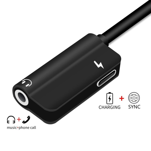 ENKAY Hat-ptince Type-C to Type-C&3.5mm Jack Charge Audio Adapter Cable, - Galaxy, HTC, Google, LG, Sony, Huawei, Xiaomi, Lenovo and Other Android Phone(Black)