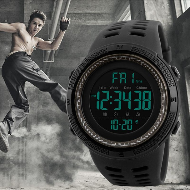 SKMEI 1251 Men Fashionable Outdoor 50m Waterproof Sports Watch Digital Watch with PU Watchband(Black Red)