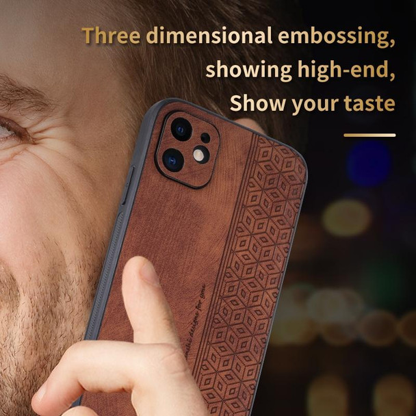 iPhone 11 AZNS 3D Embossed Skin Feel Phone Case(Brown)