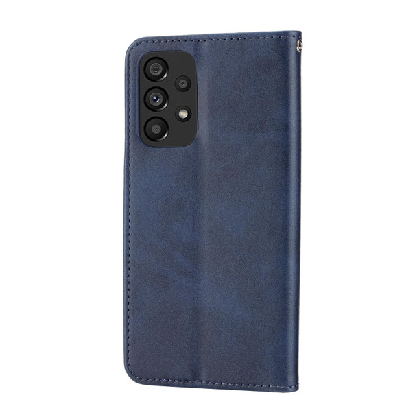Samsung Galaxy A72 4G / 5G Cubic Grid Calf Texture Magnetic Closure Leather Phone Case(Blue)