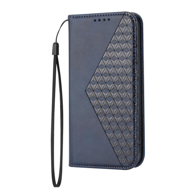Samsung Galaxy A72 4G / 5G Cubic Grid Calf Texture Magnetic Closure Leather Phone Case(Blue)