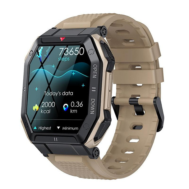 Heart Rate Blood Pressure Blood Oxygen Monitoring Outdoor Smart Bluetooth Watch(Khaki)