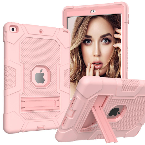 Contrast Color Robot Shockproof Silicone + PC Protective Case with Holder - iPad 10.2 2021 / 2020 / 2019(Rose Gold)