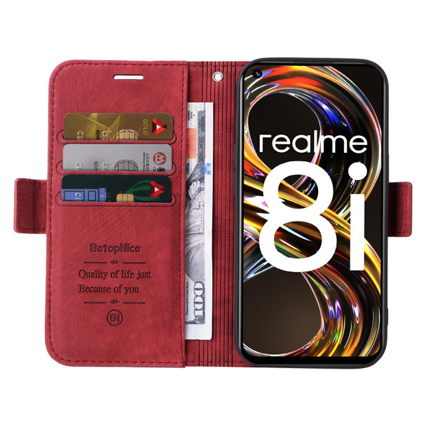 Realme 8i BETOPNICE Dual-side Buckle Leather Phone Case(Red)