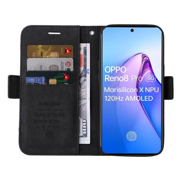 OPPO Reno8 Pro 5G Global / Reno8 Pro+ BETOPNICE Dual-side Buckle Leather Phone Case(Black)