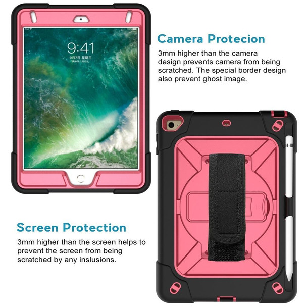 iPad Mini 5 / 4 Contrast Color Silicone + PC Combination Case with Holder(Black + Rose Red)