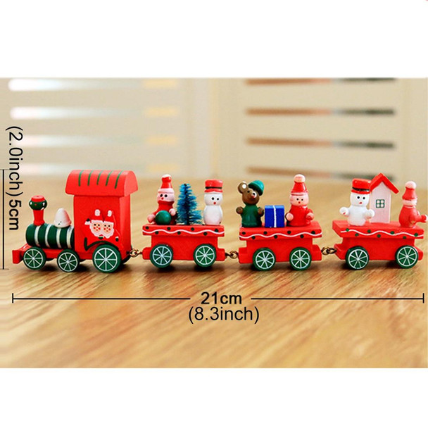 Christmas Dinner Table Decoration, Wooden Trains Children Kindergarten Christmas Decoration Ornaments Gifts (Red)