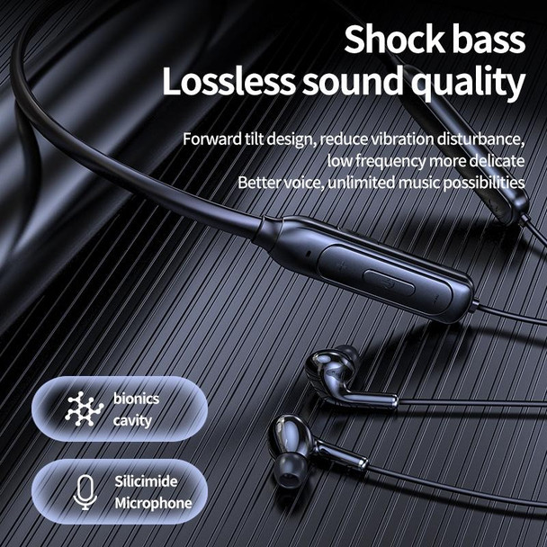 M60 8D Surround Sound Wireless Neck-mounted 5.1 Bluetooth Earphone Support TF Card MP3 Mode(Black)