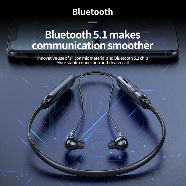 M60 8D Surround Sound Wireless Neck-mounted 5.1 Bluetooth Earphone Support TF Card MP3 Mode(Black)