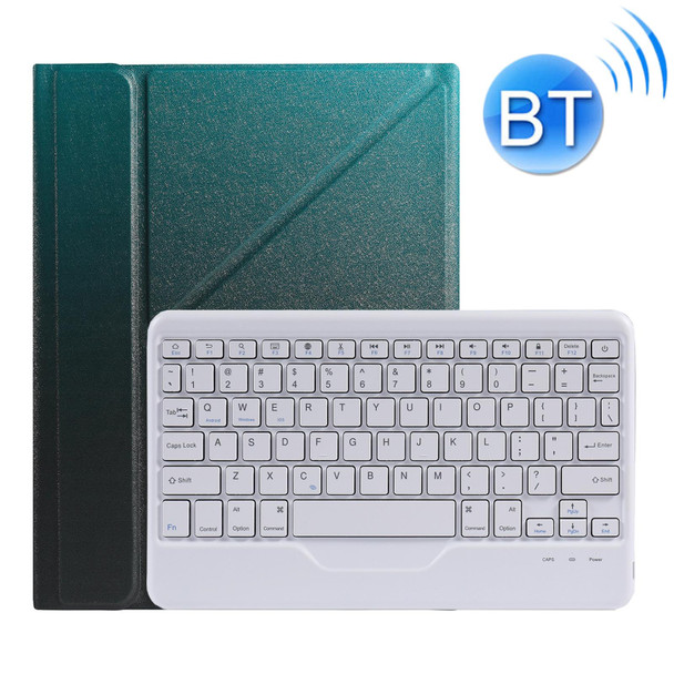 B07 Splittable Bluetooth Keyboard Leatherette Tablet Case with Triangle Holder & Pen Slot - iPad 9.7 2018 & 2017 / Pro 9.7 / Air 2(Gradient Dark Green)