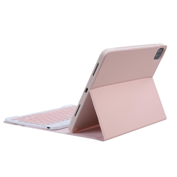 C-11B - iPad Pro 11 inch (2020) Detachable ABS Candy Color Bluetooth Keyboard Tablet Case with Stand & Pen Slot(Pink)