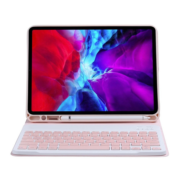 C-11B - iPad Pro 11 inch (2020) Detachable ABS Candy Color Bluetooth Keyboard Tablet Case with Stand & Pen Slot(Pink)