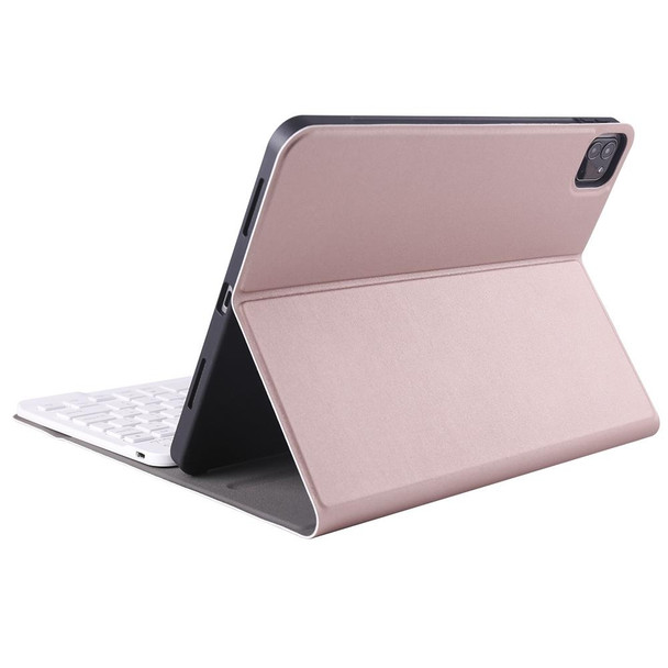 A098B TPU Detachable Ultra-thin Bluetooth Keyboard Tablet Case for iPad Air 4 10.9 inch (2020), with Stand & Pen Slot(Rose Gold)