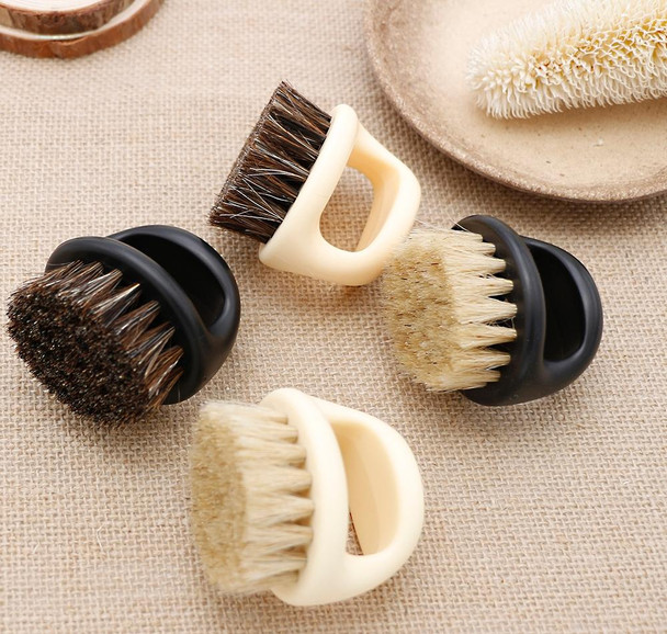 3 PCS Men Ring Design Portable Boar Brush White ABS Haircut Cleaning Shaving Brush(Black)