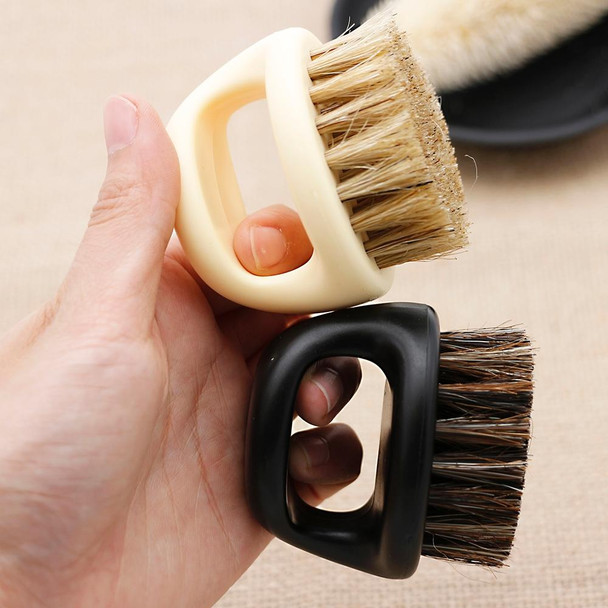 3 PCS Men Ring Design Portable Boar Brush White ABS Haircut Cleaning Shaving Brush(Black)