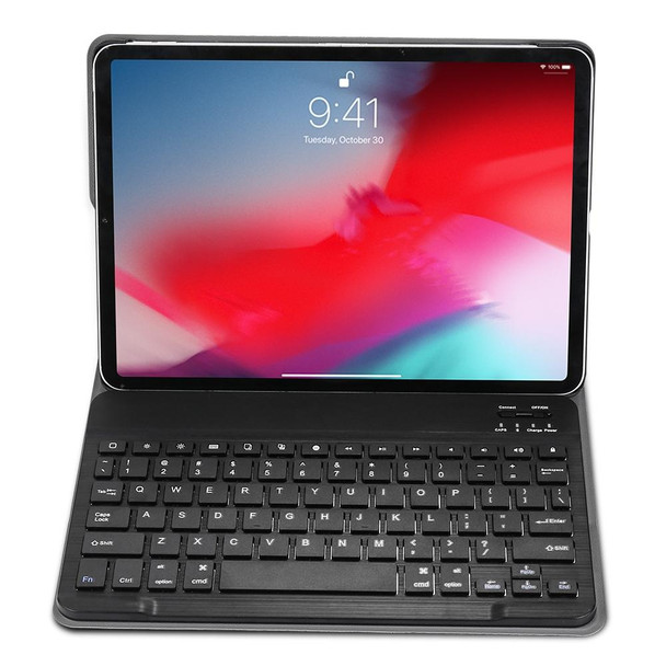 A11 Bluetooth 3.0 Ultra-thin ABS Detachable Bluetooth Keyboard Leatherette Tablet Case for iPad Pro 11 inch 2018, with Holder (Black)