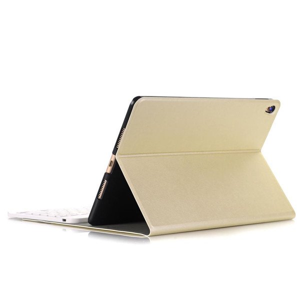 A09 Bluetooth 3.0 Ultra-thin ABS Detachable Bluetooth Keyboard Leatherette Tablet Case for iPad Air / Pro 10.5 inch (2019), with Holder (Gold)