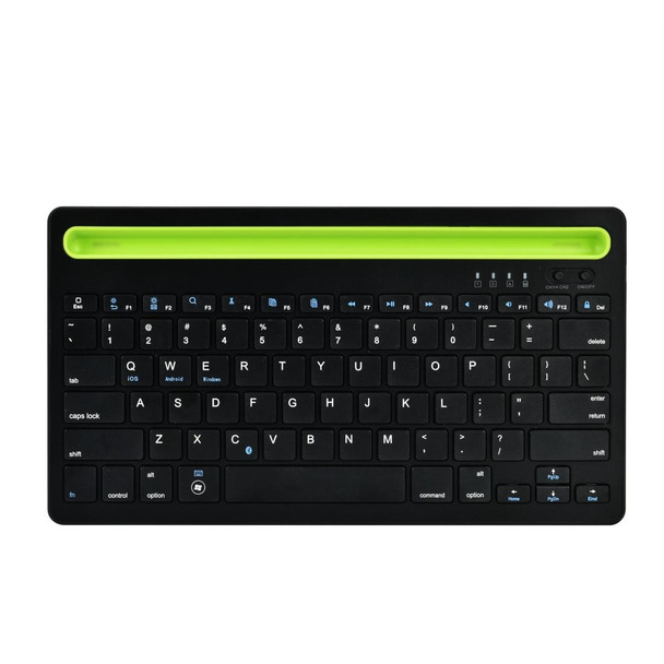 B908 Ultra-slim 78 Keys Bluetooth Wireless Keyboard with Concave Mobile Phone Holder (Black)