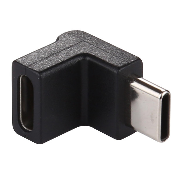 Type-C / USB-C Male to Type-C / USB-C Female 90 Degree Elbow Head Aluminium Alloy Adapter (Black)