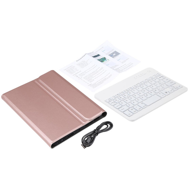 A06S Detachable Lambskin Texture Ultra-thin TPU Backlight Bluetooth Keyboard Leatherette Tablet Case with Stand - iPad mini 6(Rose Gold)