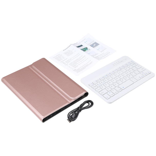 A06 Detachable Lambskin Texture Ultra-thin TPU Bluetooth Keyboard Leatherette Tablet Case with Stand - iPad mini 6 (Rose Gold)