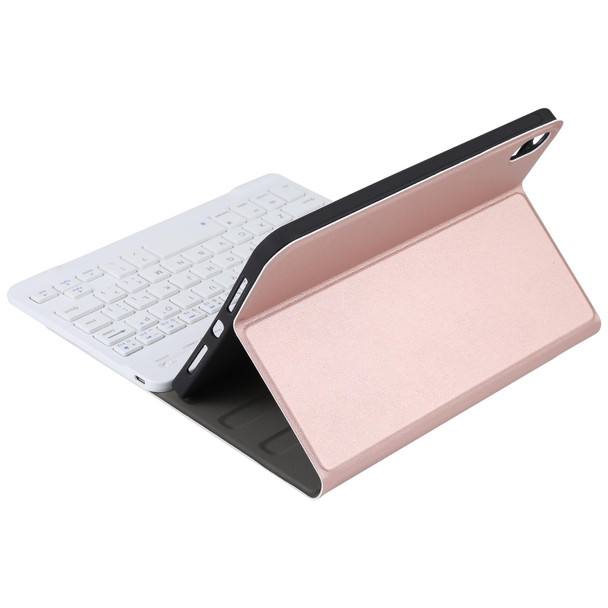 A06 Detachable Lambskin Texture Ultra-thin TPU Bluetooth Keyboard Leatherette Tablet Case with Stand - iPad mini 6 (Rose Gold)