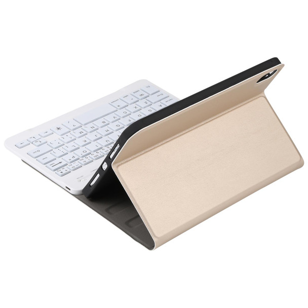 A06S Detachable Lambskin Texture Ultra-thin TPU Backlight Bluetooth Keyboard Leatherette Tablet Case with Stand - iPad mini 6 (Gold)