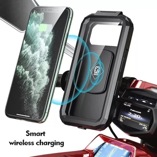 M18S-A2 Motorcycle / Bicycle Rearview Mirror Wireless Charging Waterproof Box Mobile Phone Holder